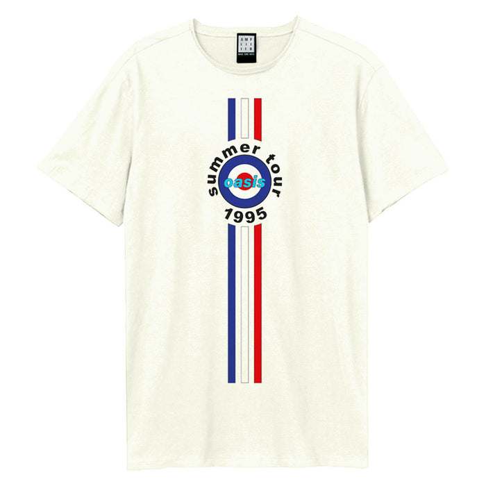 Oasis 1995 Tour Stripes Amplified Vintage White XL Unisex T-Shirt