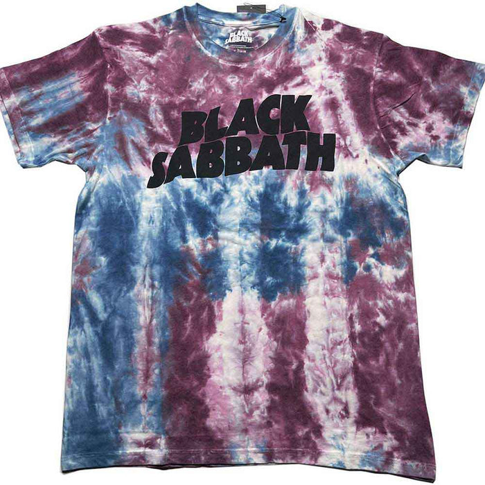 Black Sabbath Wavy Logo Wash Blue & Red Medium T-Shirt