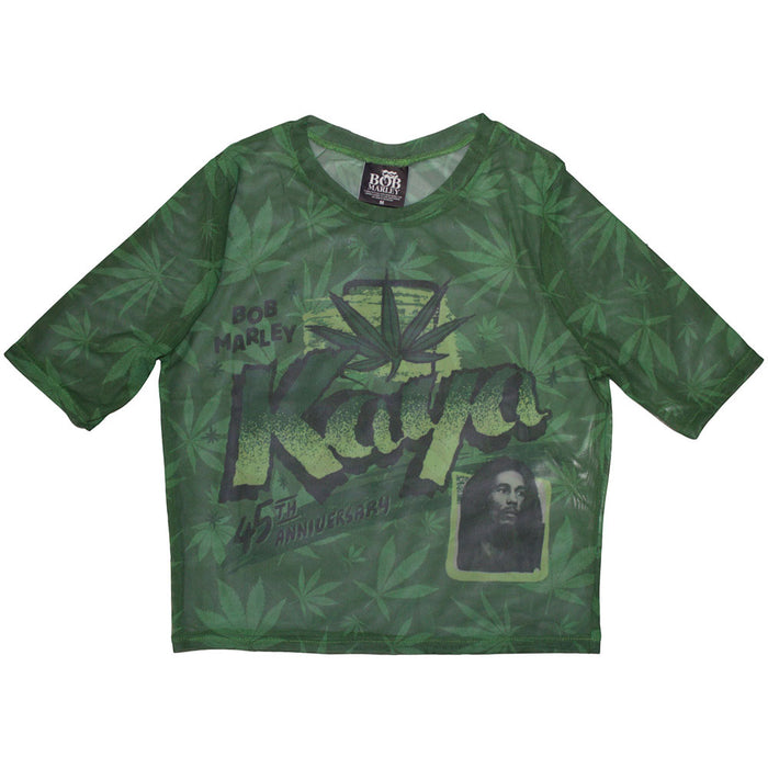 Bob Marley Kaya Mesh Cropped Green Ladies Medium T-Shirt