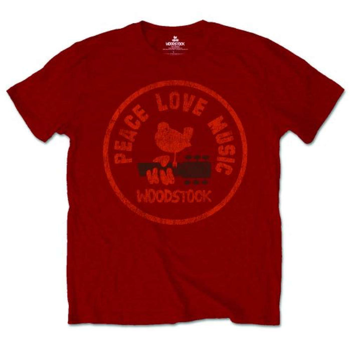 Woodstock Love Peace Music Maroon Red Small T-Shirt