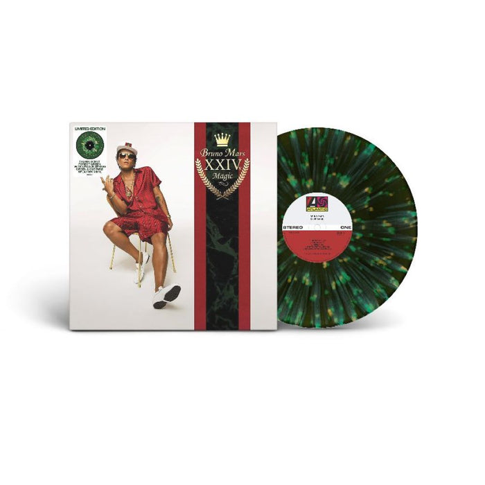 Bruno Mars 24K Magic Vinyl LP Translucent Forest Green w/Opaque Spring Green & Custard Splatter Colour 2024