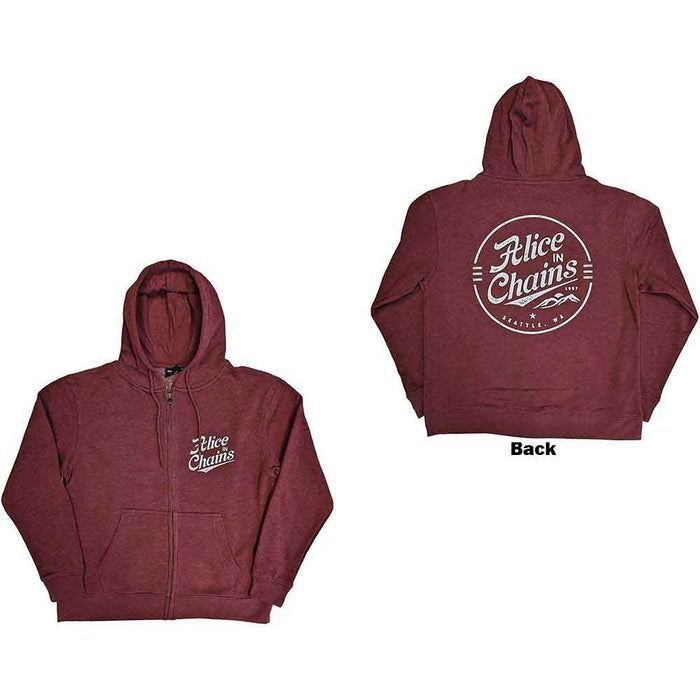 Alice In Chains Maroon Circle Emblem Small Zipped Hoodie