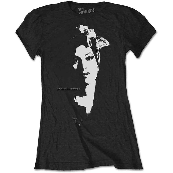 Amy Winehouse Scarf Portrait Black Ladies X-Small T-Shirt