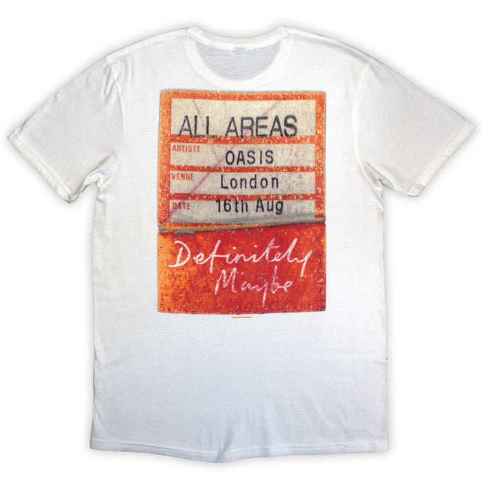 Oasis Definitely Maybe AAA Pass White Small T-Shirt