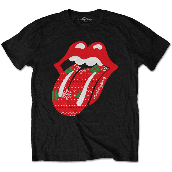 The Rolling Stones Christmas Tongue Black Medium Christmas T-Shirt