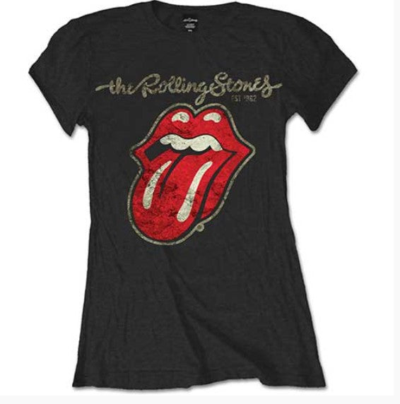 The Rolling Stones Plastered Tongue Black Ladies T-shirt