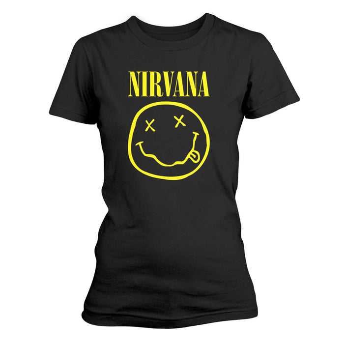 Nirvana Happy Face Logo Womens Black XXL T-Shirt