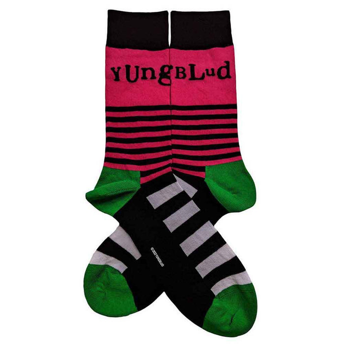 Yungblud Unisex Ankle Socks: Logo & Stripes (Black) (UK Size 7 - 11)