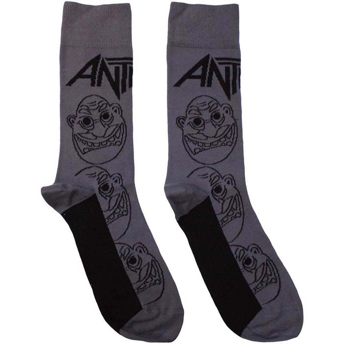 Anthrax Unisex Ankle Socks: Faces Pattern Mono (Charcoal Grey) (UK Size 7 - 11)
