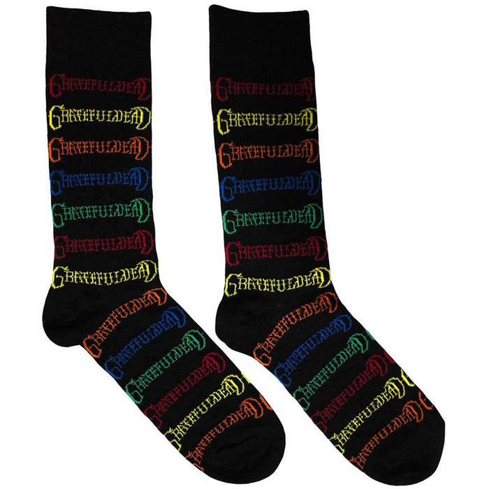 Grateful Dead Unisex Ankle Socks: Coloured Logos Pattern (Black) (UK Size 6 - 11)