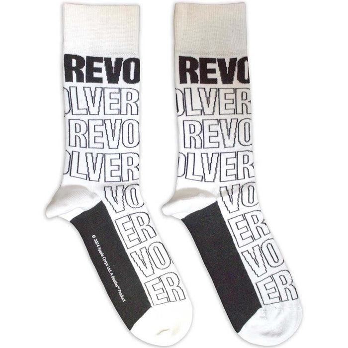 The Beatles Unisex Ankle Socks: Revolver Text Outlines Repeat (White) (UK Size 7 - 11)