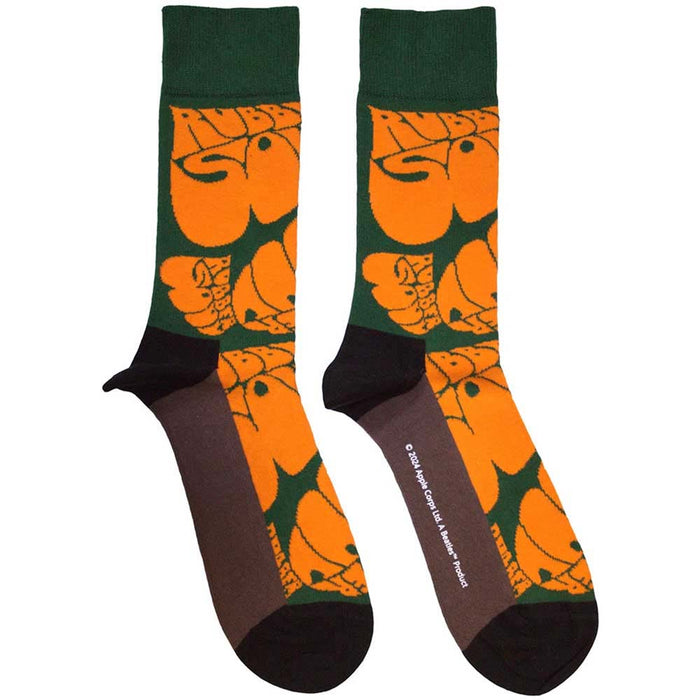 The Beatles Unisex Ankle Socks: Rubber Soul Text Repeat (Green) (UK Size 7 - 11)