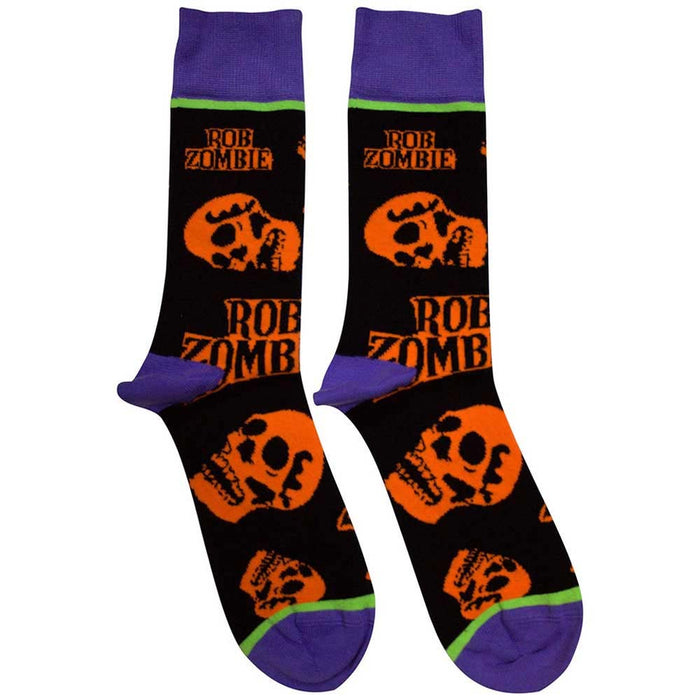 Rob Zombie Unisex Ankle Socks: Orange Skulls (Black) (UK Size 7 - 11)