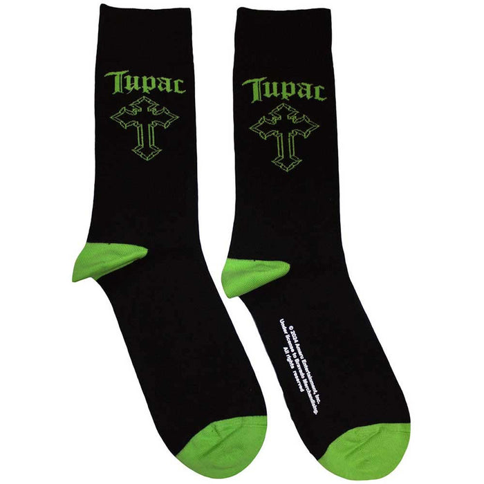 Tupac Unisex Ankle Socks: Green Cross (Black) (UK Size 7 - 11)