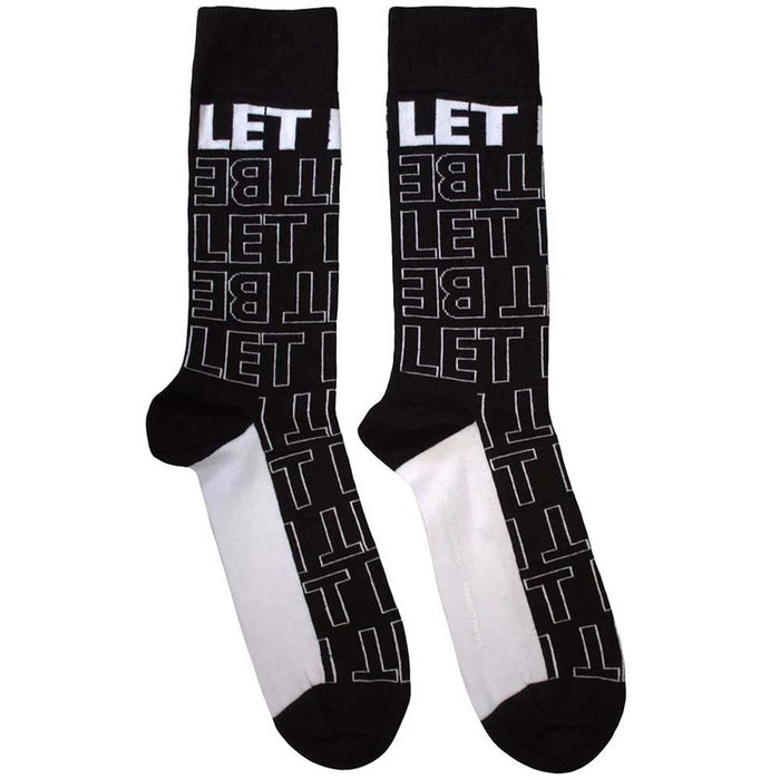 The Beatles Unisex Ankle Socks: Let It Be Text Outlines Repeat (Black) (UK Size 7 - 11)