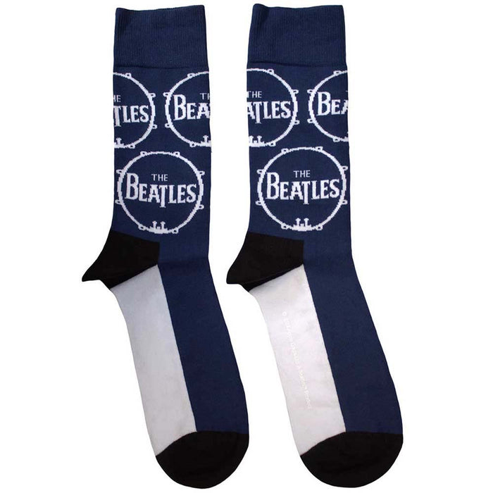 The Beatles Unisex Ankle Socks: Drum Logo Repeat (Navy Blue) (UK Size 7 - 11)