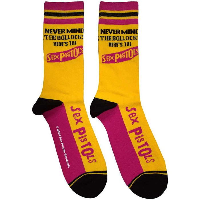 The Sex Pistols Unisex Ankle Socks: Never Mind The Bollocks Stripes (Yellow) (UK Size 7 - 11)