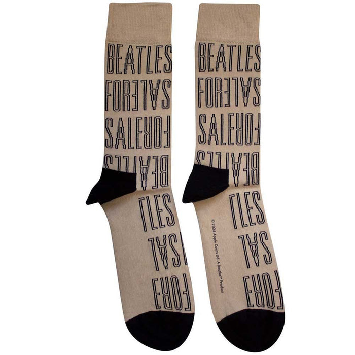 The Beatles Unisex Ankle Socks: For Sale Text Outlines Repeat (Sand) (UK Size 7 - 11)