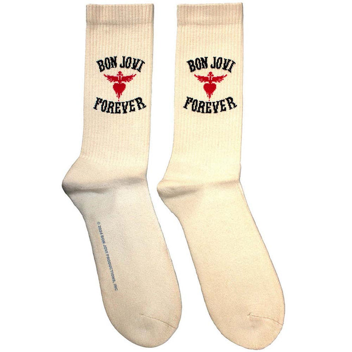 Bon Jovi Unisex Terry Socks: Forever (Natural) (UK Size 7 - 11)