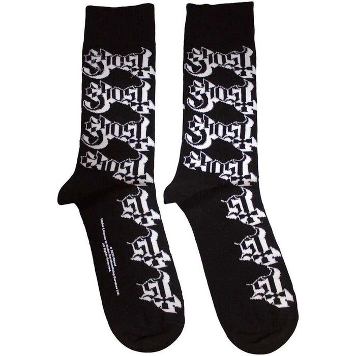 Ghost Unisex Ankle Socks: Logo Pattern (Black) (UK Size 4 - 7)