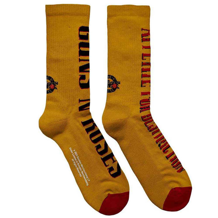 Guns N' Roses Unisex Terry Socks: Appetite For Destruction (Yellow) (UK Size 4 - 7)