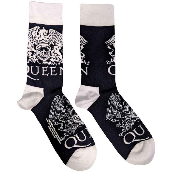Queen Unisex Ankle Socks: White Crests (Navy Blue) (UK Size 4 - 7)