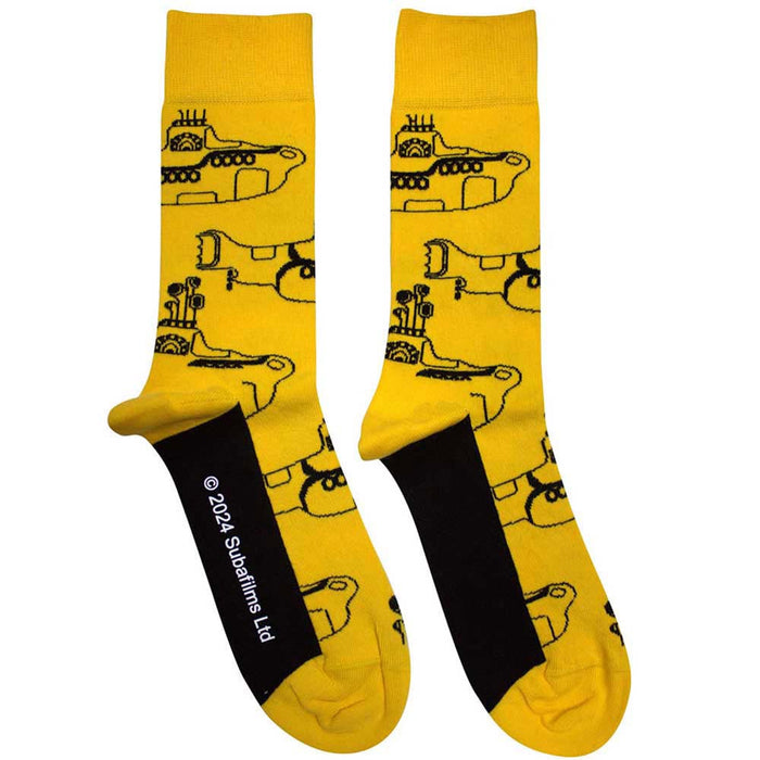 The Beatles Unisex Ankle Socks: Sub Outline Repeat (Yellow) (UK Size 4 - 7)