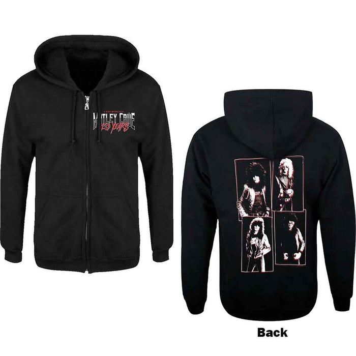 Motley Crue 40 Years Black Small Zipped Hoodie