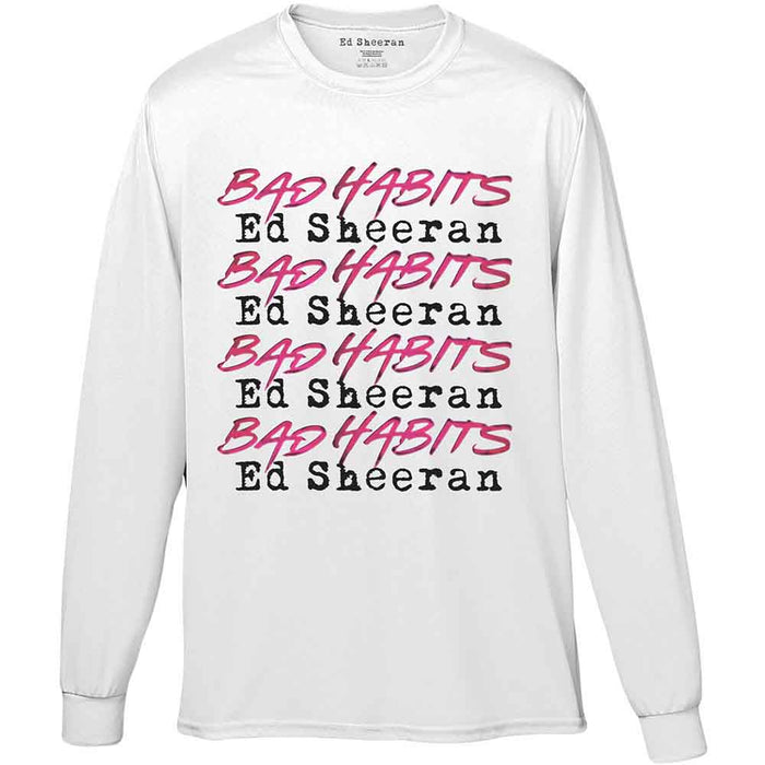 Ed Sheeran Bad Habits Stack White Large Long Sleeve T-Shirt