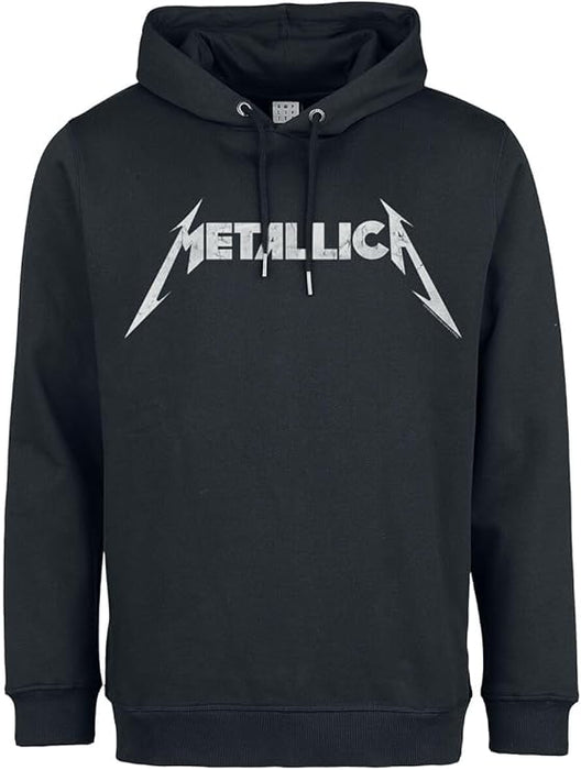 Metallica Logo Amplified Vintage Black Large Unisex Hoodie