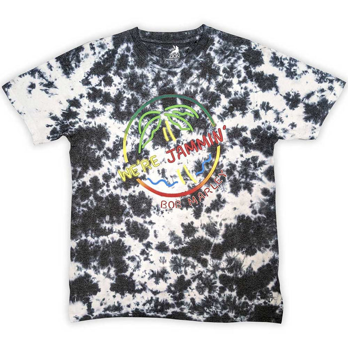 Bob Marley Neon Sign Dip-Dye On White Large T-Shirt