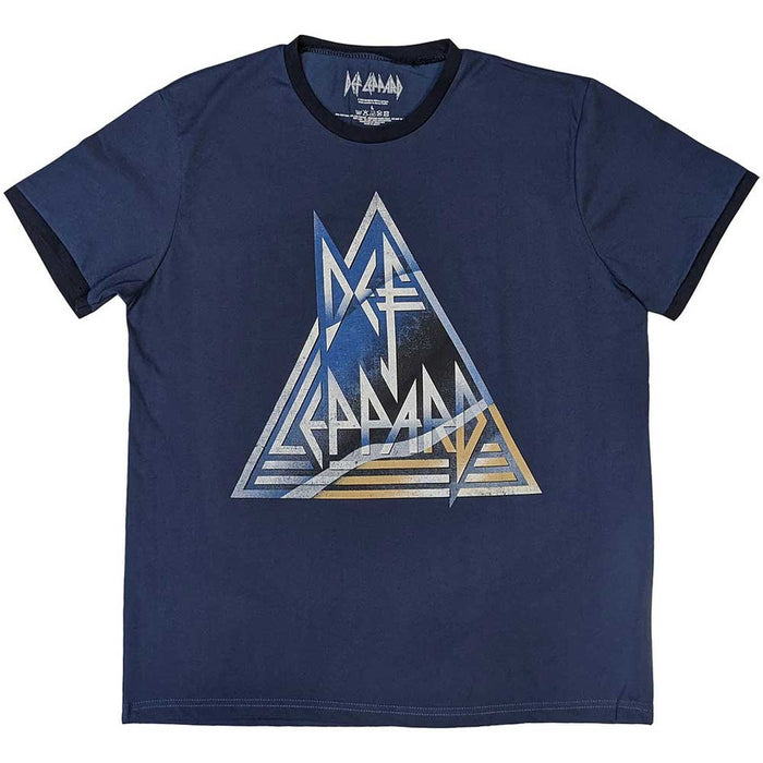 Def Leppard Triangle Logo Denim Blue Small T-Shirt