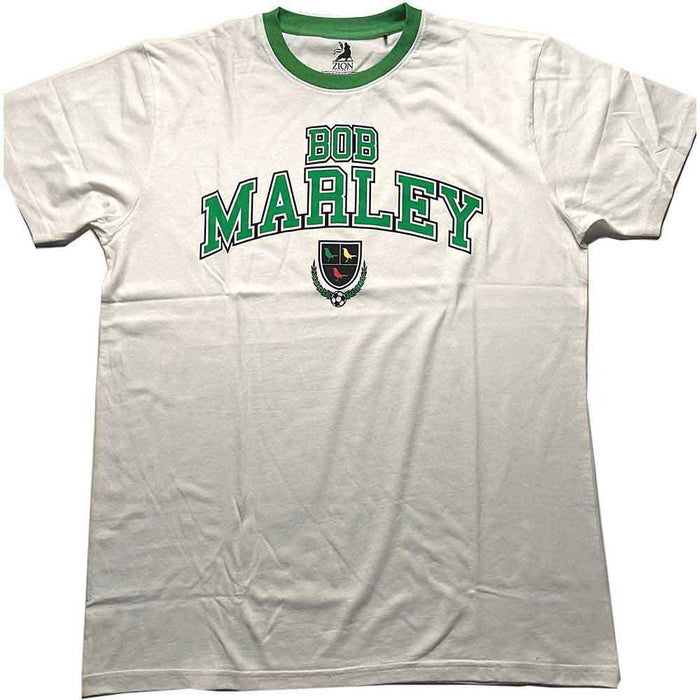Bob Marley Ringer Collegiate Crest White Medium T-Shirt