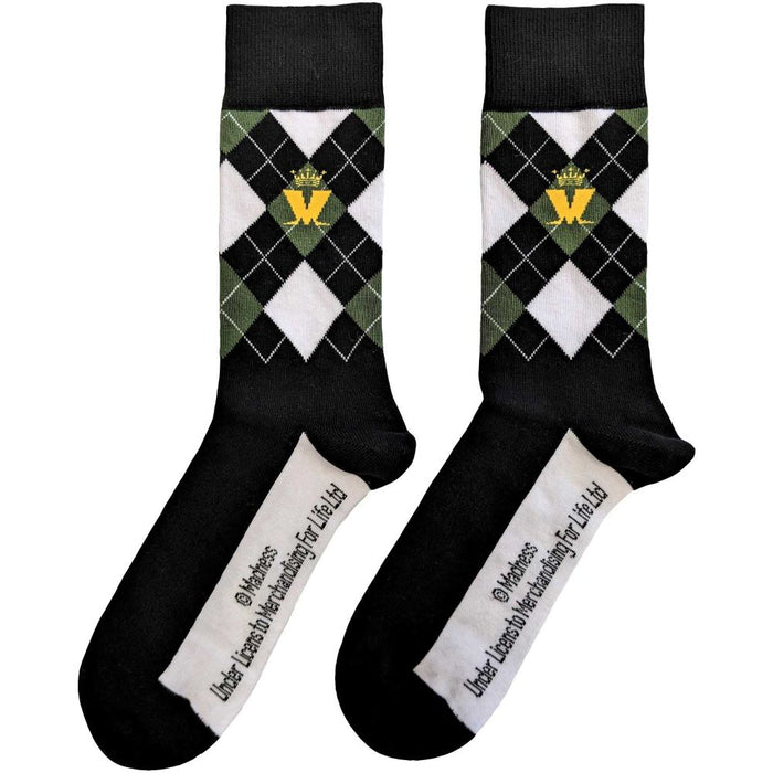 Madness Unisex Ankle Socks: Crown & M Green Diamond (Uk Size 7 - 11)