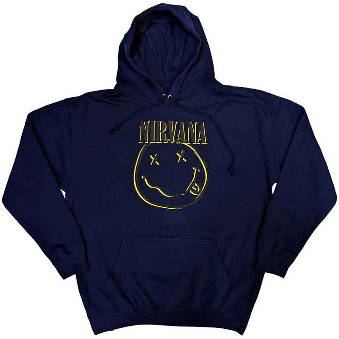 Nirvana Inverse Happy Face Navy Blue Large Hoodie