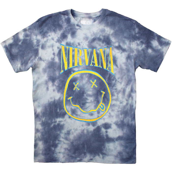 Nirvana Happy Face Washed Blue Stroke Large T-Shirt