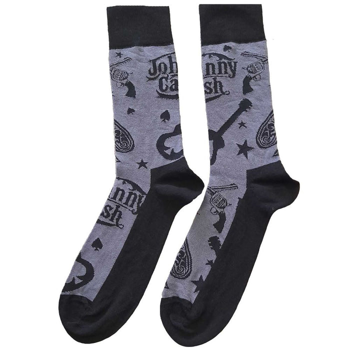 Johnny Cash Unisex Ankle Socks: Guitars 'N Guns (Uk Size 7 - 11)