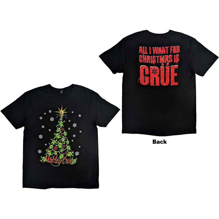 Motley Crue Christmas Crue Black Large T-Shirt