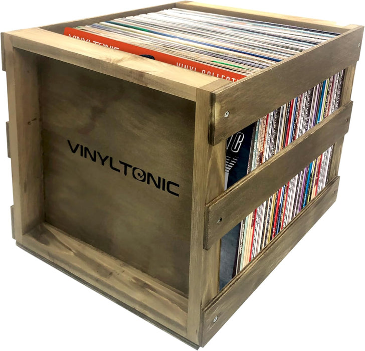 Vinyl 12" Record LP Wooden Storage Crate By Vinyltonic