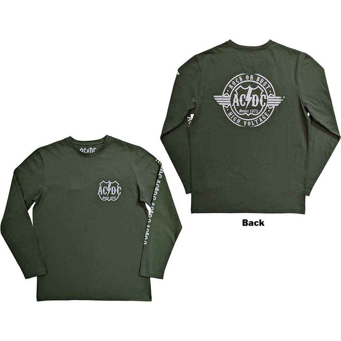 AC/DC Rock Or Bust Long Sleeve Green X-Large T-Shirt