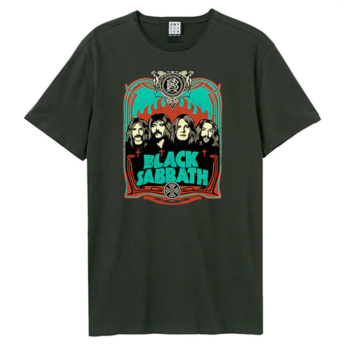 Black Sabbath Flames Charcoal Grey Large T-Shirt