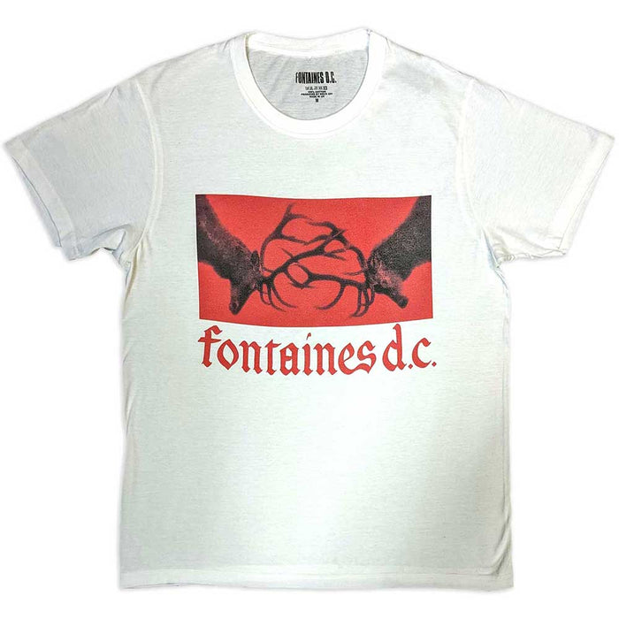 Fontaines DC Clashing Stags White Small Unisex T-Shirt