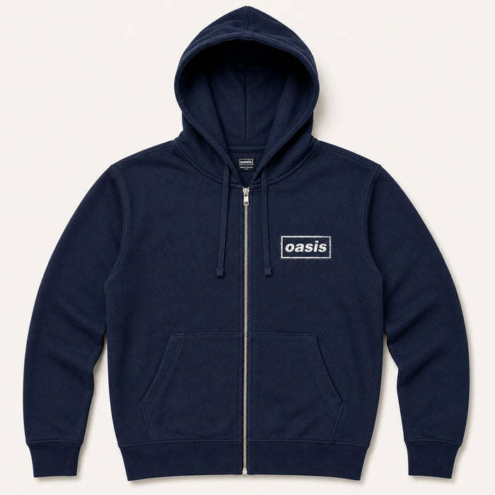 Oasis Stencil Logo Navy Blue Medium Hoodie