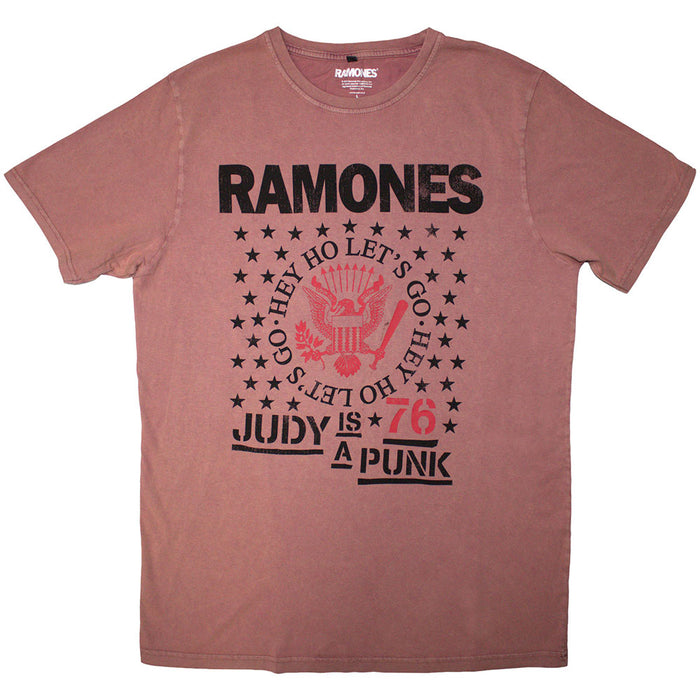 Ramones Hey Ho Judy Wash Kashmir Red Large T-Shirt