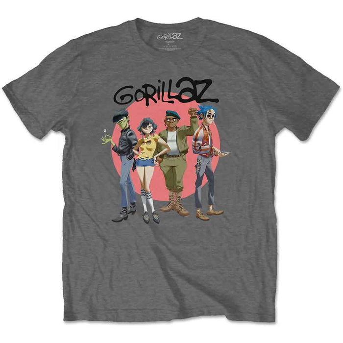 Gorillaz Group Circle Rise Charcoal Grey X-Large T-Shirt