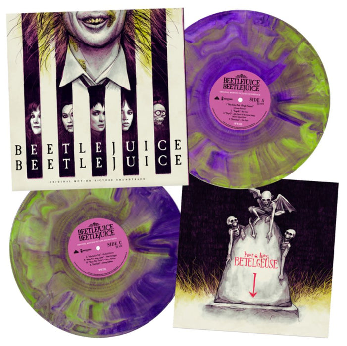 Beetlejuice Beetlejuice Soundtrack Vinyl LP Lime Green & Purple Hand Pour Colour 2024