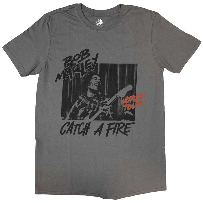 Bob Marley Catch A Fire World Tour Charcoal Grey Small T-Shirt