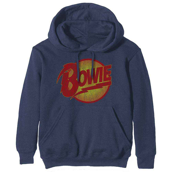 David Bowie Vintage Diamond Dogs Logo Navy Large Hoodie