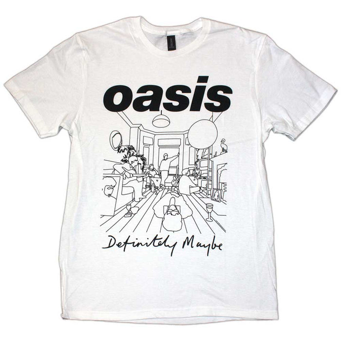 Oasis Definitely Maybe Line Drawing White Medium T-Shirt