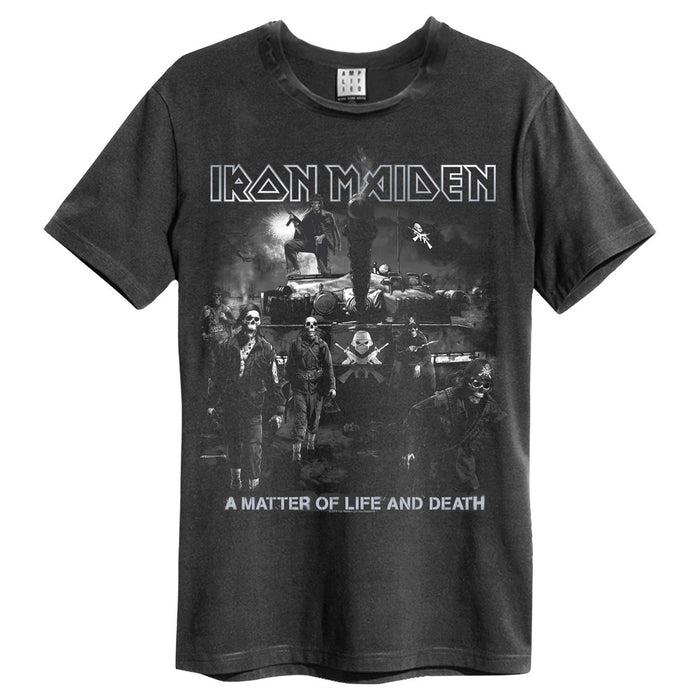 Iron Maiden Life Or Death Amplified Vintage Charcoal Large Unisex T-Shirt